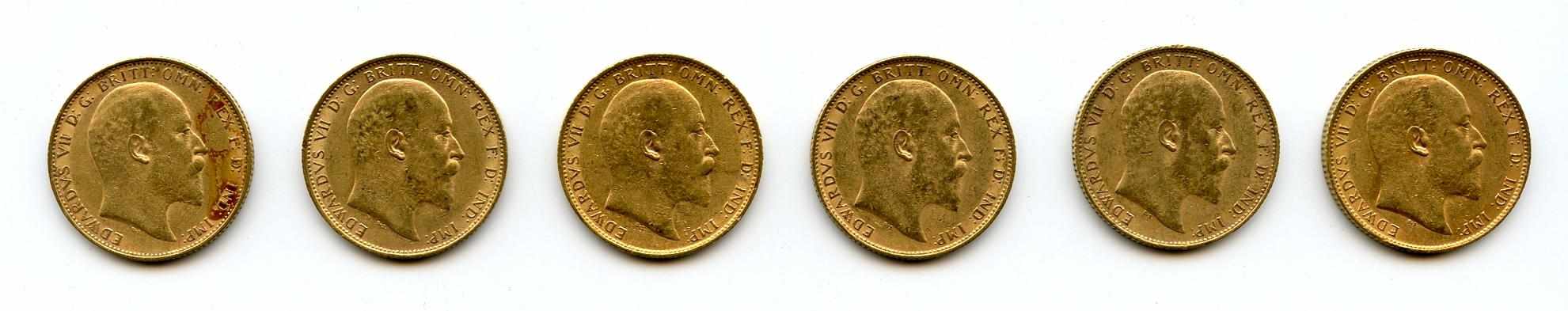 Appraisal: Great Britain Edward VII Sovereigns KM- A desirable lightly circulated