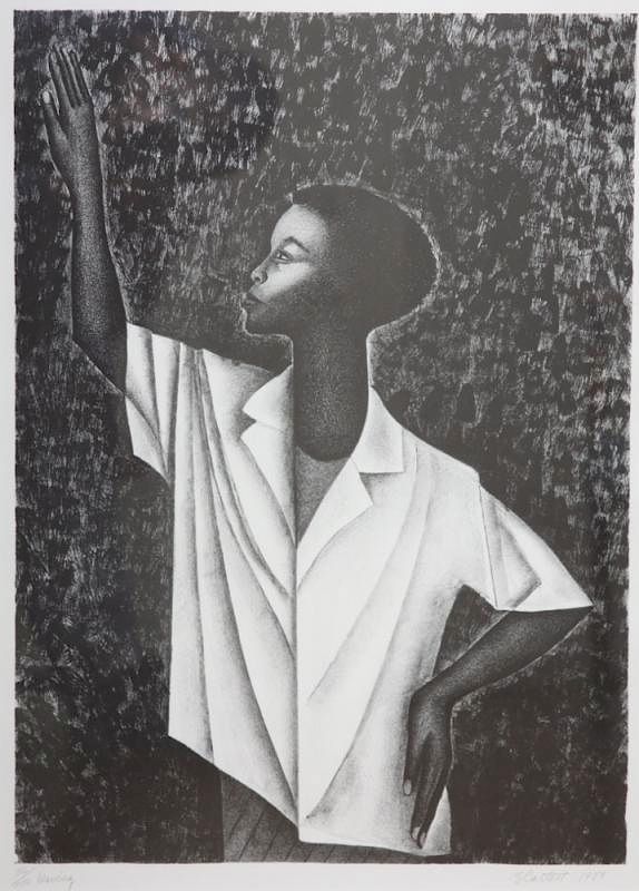 Appraisal: Elizabeth Catlett Elizabeth Catlett American - Waving Lithograph Signed and