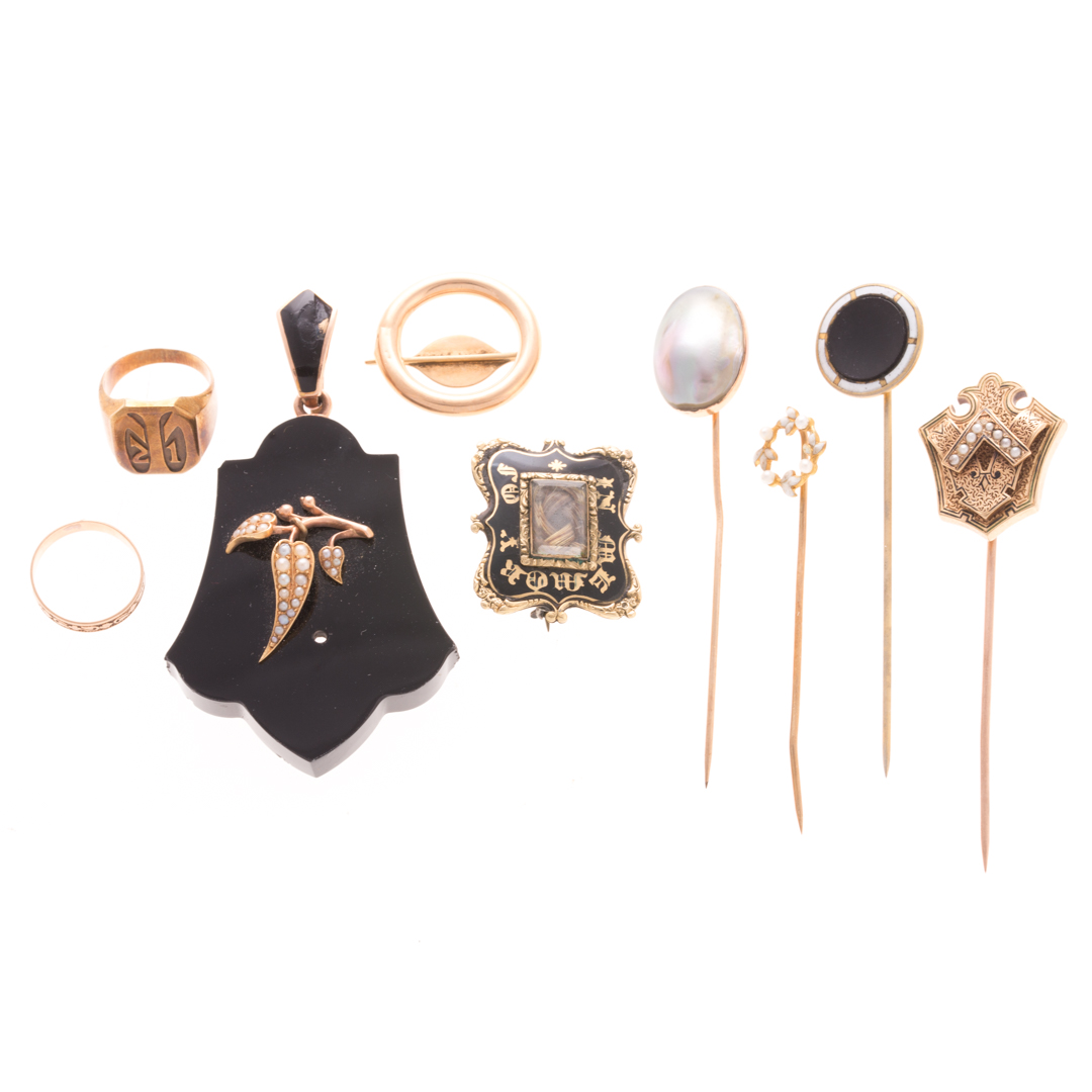 Appraisal: A Collection of Vintage Gold Jewelry stick pins K and