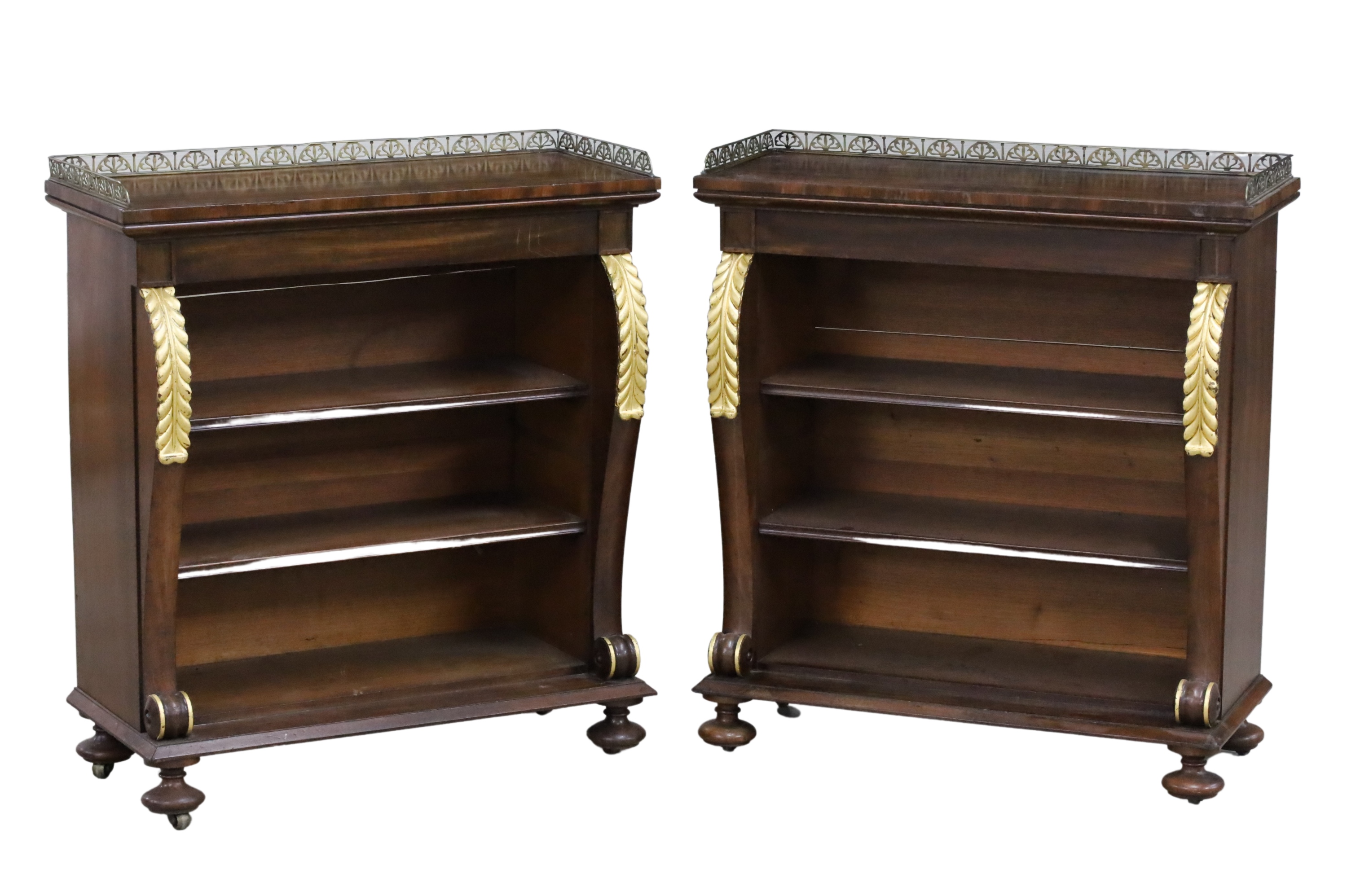 Appraisal: PR OF ENGLISH REGENCY STYLE OPEN BOOKSHELVES Pair of English