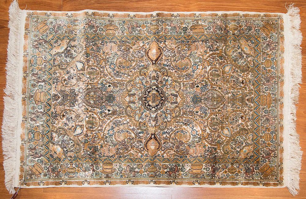 Appraisal: Fine silk Chinese rug approx x China circa Condition Shows