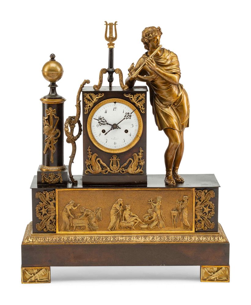 Appraisal: A Louis Philippe Gilt and Patinated Bronze Figural Mantel Clock