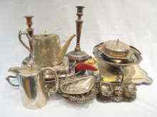 Appraisal: A quantity of silver plate including a galleried tray pair