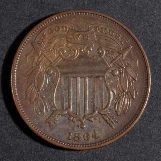 Appraisal: United States bronze two-cent piece with small motto MS- Estimate