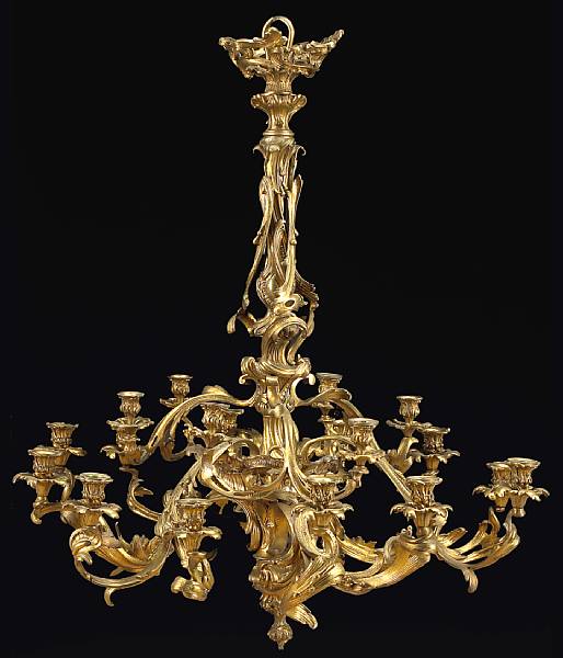 Appraisal: A Louis XV style gilt bronze eighteen light chandelier late