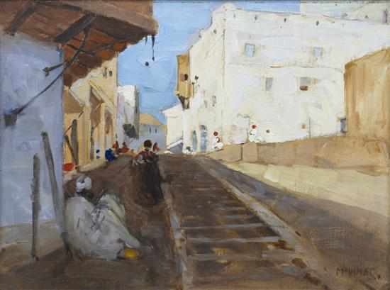 Appraisal: W B McInnes - Moroccan Street Scene oil on canvas