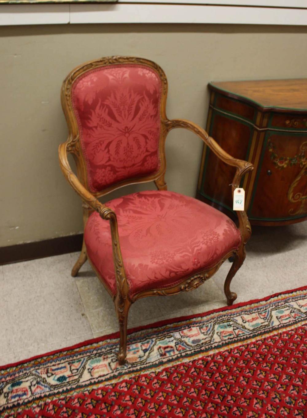 Appraisal: PAIR OF LOUIS XV STYLE FAUTEUILS with matching carved walnut