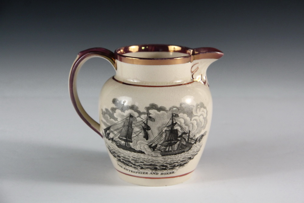 Appraisal: SMALL WAR OF TRANSFER PITCHER - Creamware and Pink Lustre