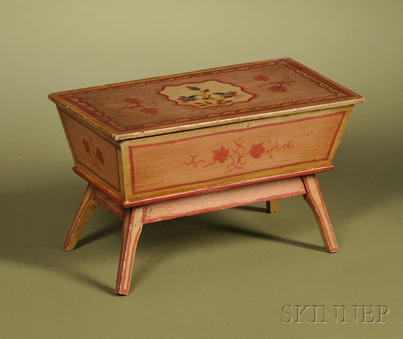 Appraisal: Miniature Painted Pine Dutch-style Dough Box late th early th