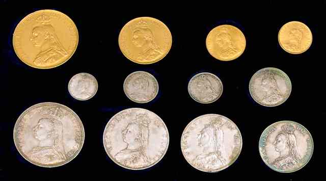 Appraisal: A COMPLETE SET OF GOLD AND SILVER JUBILEE COINS cased