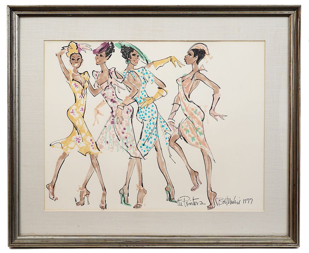 Appraisal: Bob Mackie 'The Pointers' Watercolor Bob Mackie American - Fashion