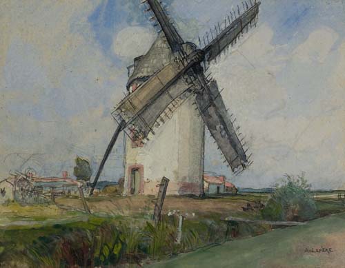 Appraisal: AUGUSTE L P RE Le Moulin Borgnette Watercolor and gouache