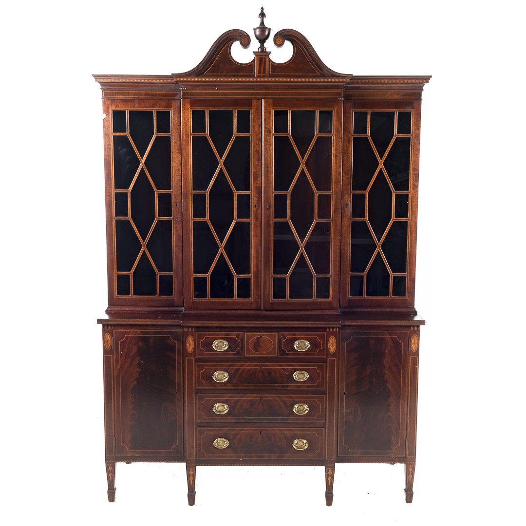 Appraisal: Potthast Bros Federal style mahogany breakfront Baltimore MD th century