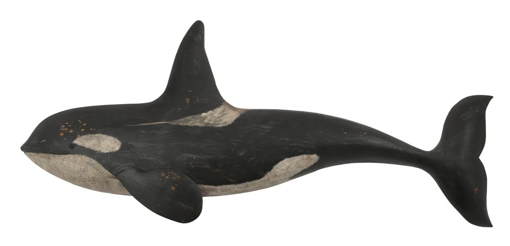 Appraisal: ROGER MITCHELL CARVED WOODEN ORCA KINGSTON MASSACHUSETTS CONTEMPORARY LENGTH ROGER