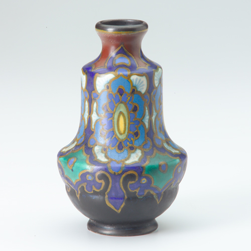 Appraisal: Gouda baluster shaped vase with geometeric decoration in shades of