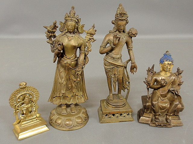 Appraisal: - Four th c bronze figures incl the Hindu deity