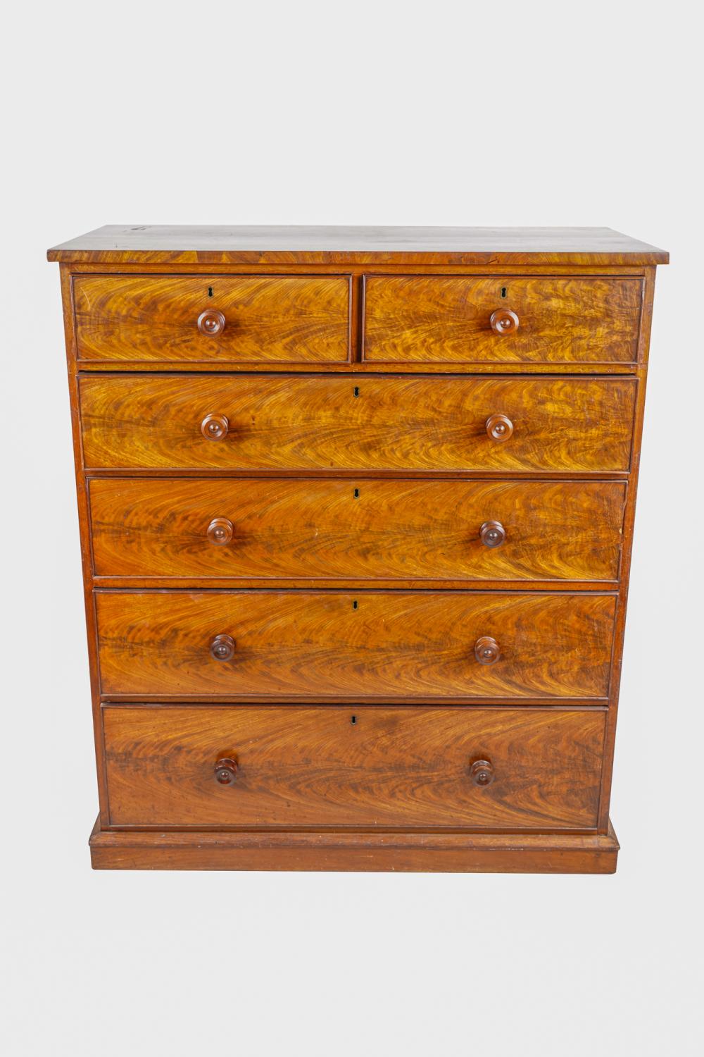 Appraisal: MAHOGANY-VENEERED CHEST OF DRAWERShaving two short drawers over four long