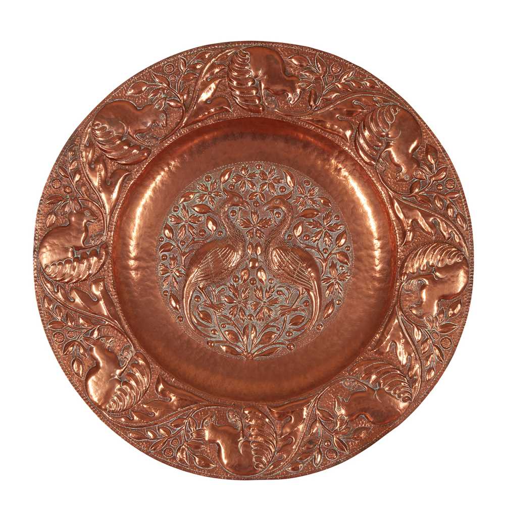 Appraisal: JOHN PEARSON FL - NEWLYN CHARGER DATED repouss -decorated copper