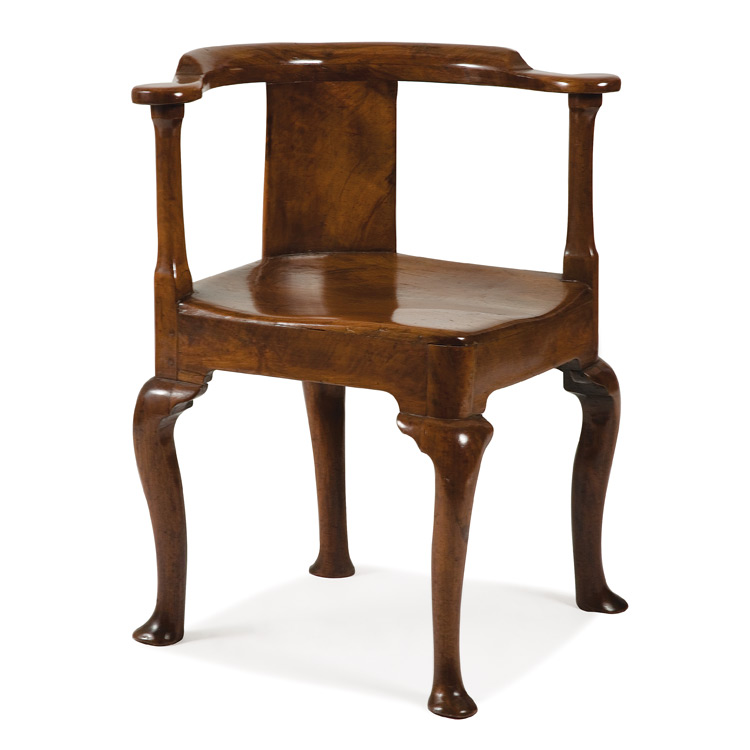 Appraisal: George II Mahogany Corner Chair Mid th century The curved