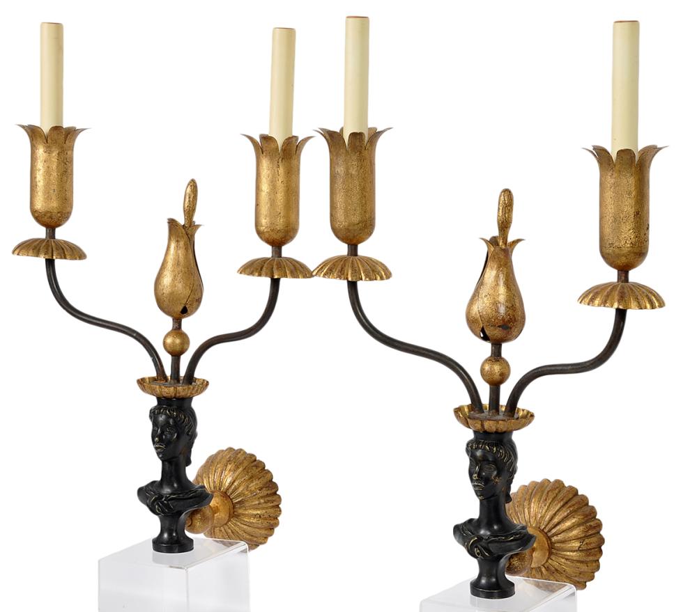 Appraisal: PAIR OF GILBERT POILLERAT VADIM ANDROSOV SCONCESPair of spectacular sconces