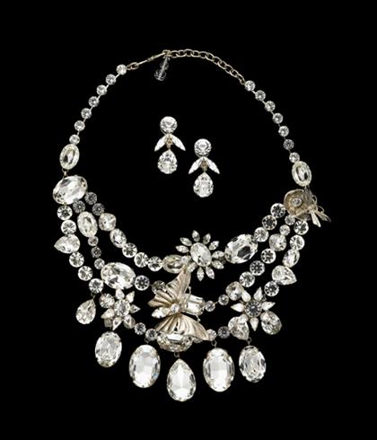 Appraisal: Spectacular Philippe Ferrandis rhinestone necklace Consisting of three tiers of