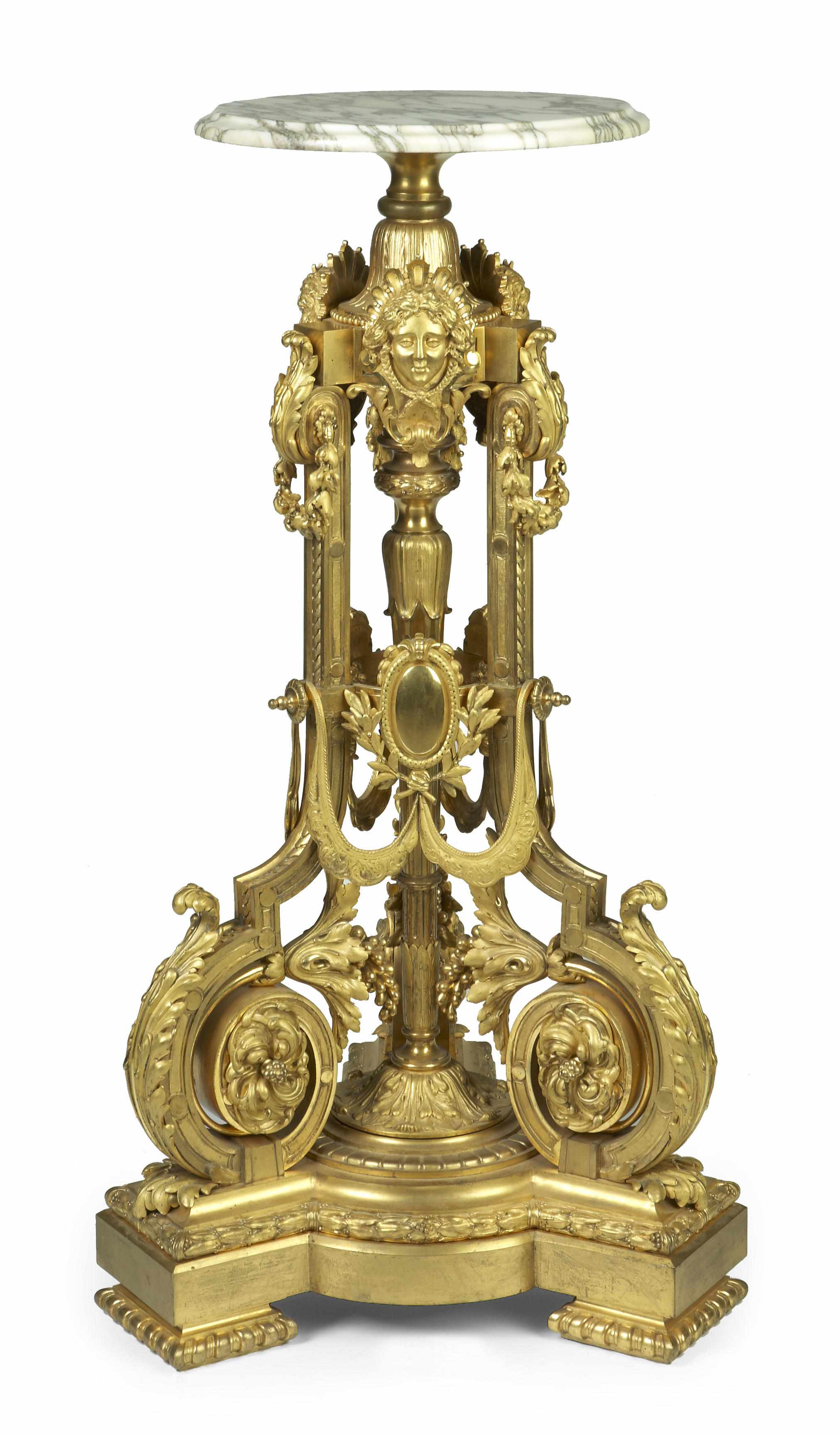 Appraisal: An impressive Rgence style gilt bronze pedestal fourth quarter th