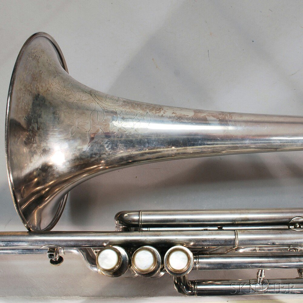 Appraisal: C G Conn Trombone Elkhart Indiana serial silver-plated with sheet