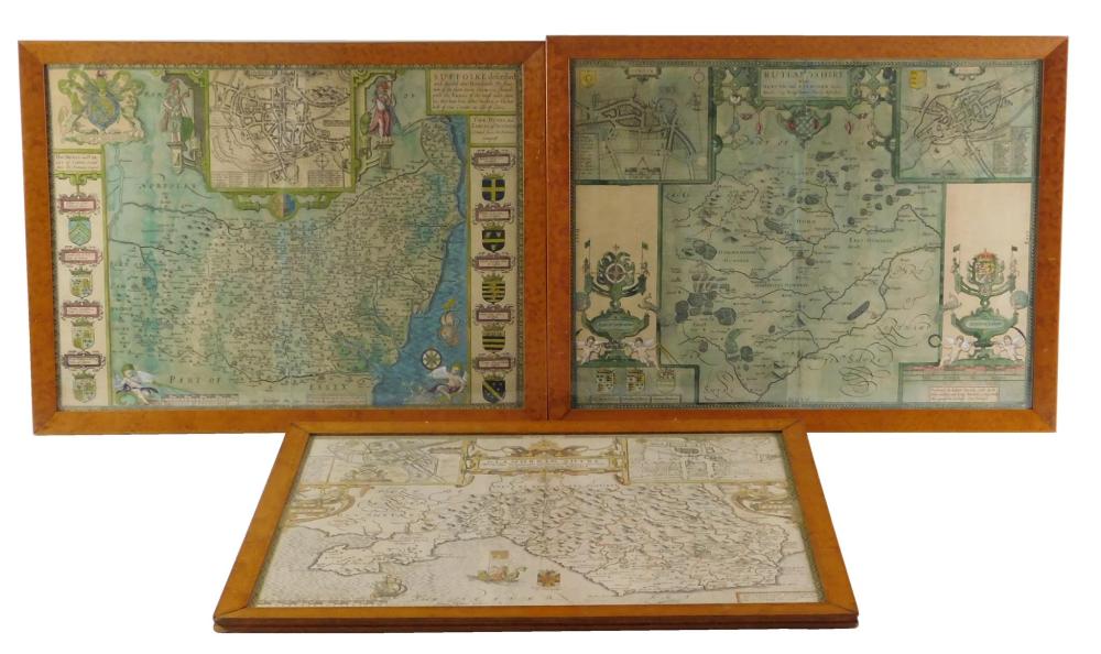 Appraisal: MAPS John Speed England - three hand-colored maps on paper