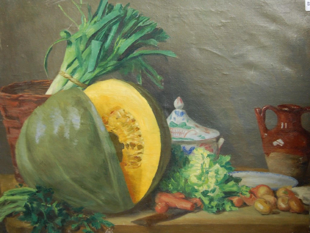 Appraisal: th century English school - Still life of squash with