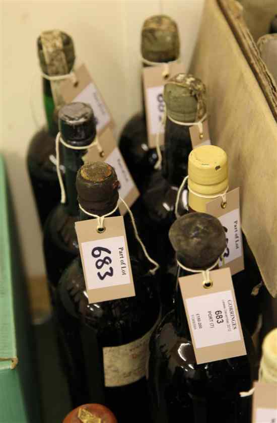 Appraisal: Seven bottles of vintage port including one believed Graham black