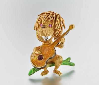 Appraisal: A Charming Lion Brooch Tested k yellow gold brooch in