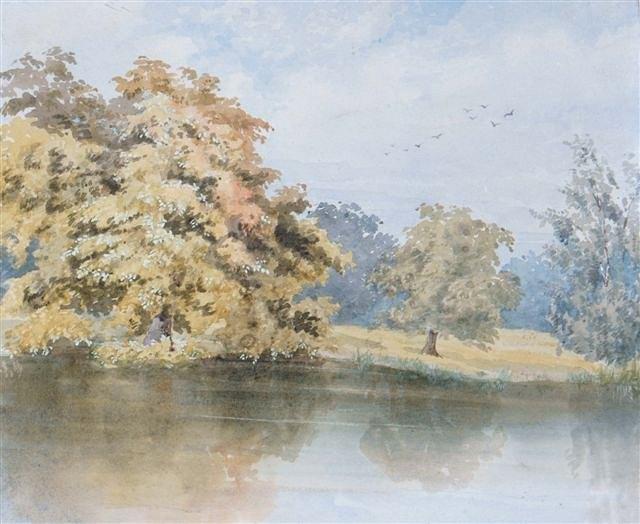 Appraisal: th Century English School river view watercolour unsigned x