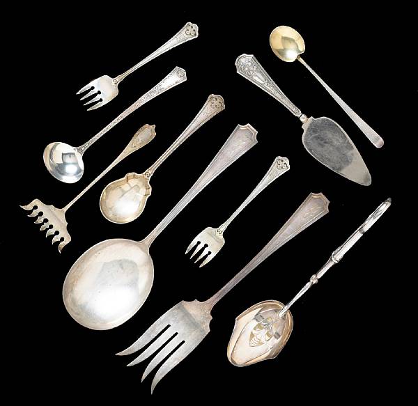 Appraisal: A sterling flatware group Comprising Fairfax monogrammed HHF bon bon