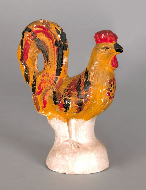 Appraisal: Chalkware rooster th c retaining its original polychrome painted surface