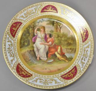 Appraisal: Royal Vienna pictorial porcelain plate with hand gilt and painted