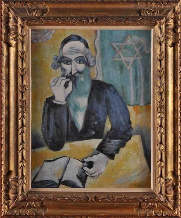 Appraisal: EUROPEAN SCHOOL PORTRAIT OF A RABBI Oil on canvas x