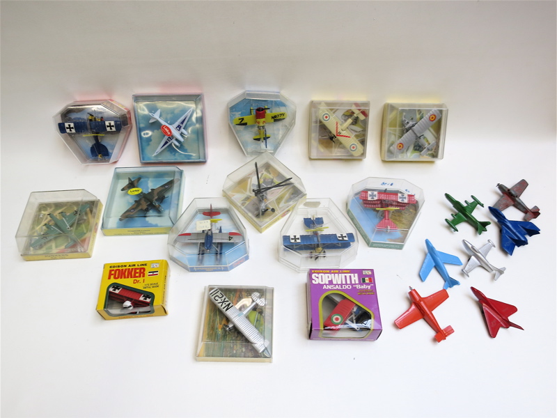 Appraisal: TWENTY COLLECTIBLE DIECAST AIRCRAFT MODELS including Edison air line No