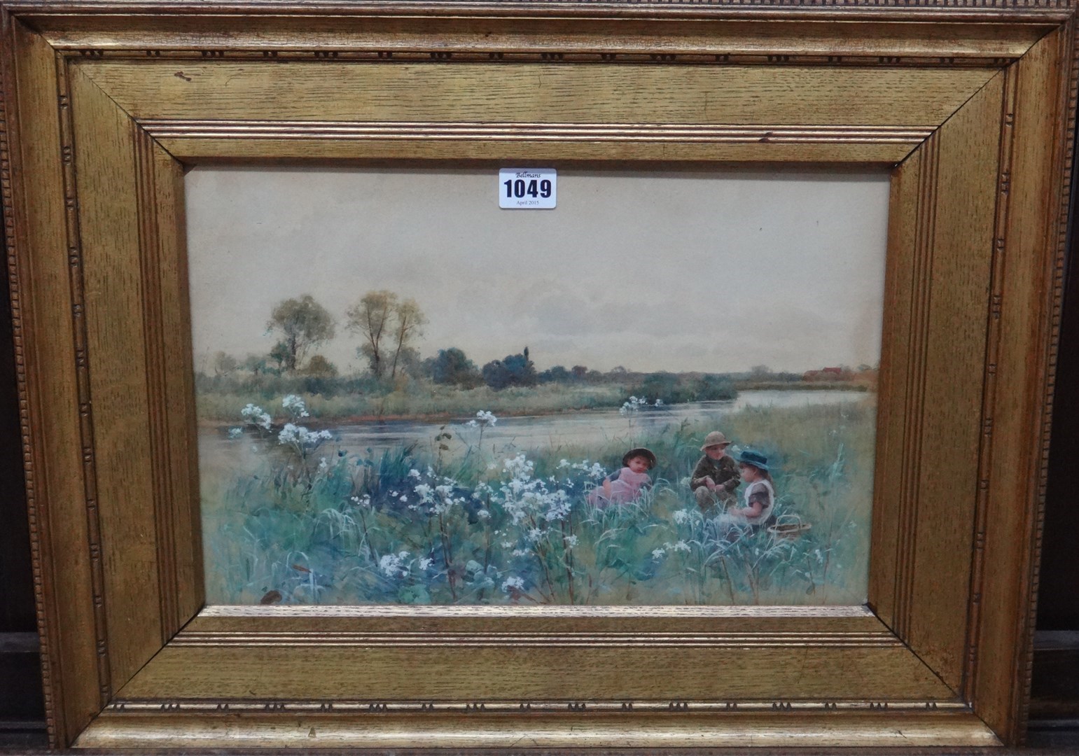 Appraisal: Hector Caffieri - Children playing in a meadow watercolour and