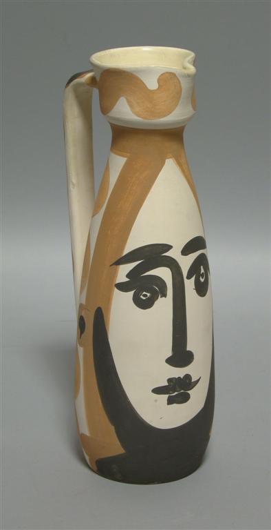 Appraisal: PABLO PICASSO SPANISH - VISAGE Ceramic jug in Underneath stamped