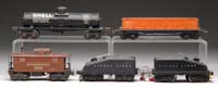 Appraisal: LOT OF FIVE LIONEL O GAUGE CARS TENDERS Includes B