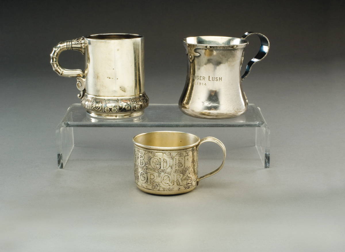 Appraisal: THREE AMERICAN ARTS CRAFTS SILVER CHILDREN'S CUPS EARLY TWENTIETH CENTURY