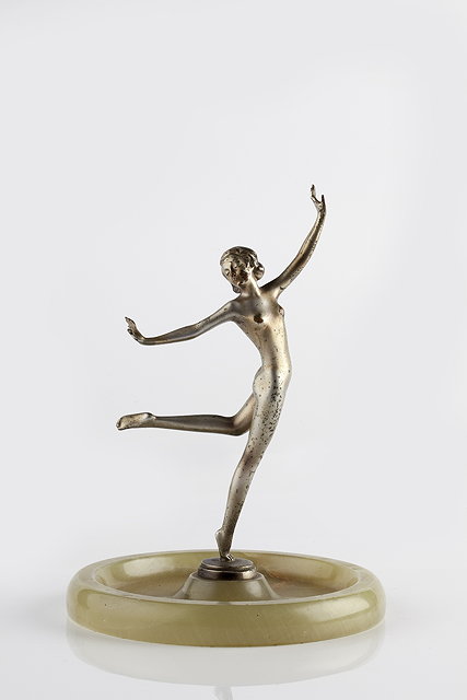 Appraisal: Josef Lorenzl Austrian - Nude dancercold painted bronze on a