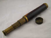 Appraisal: A th c leather cased brass four draw telescope by