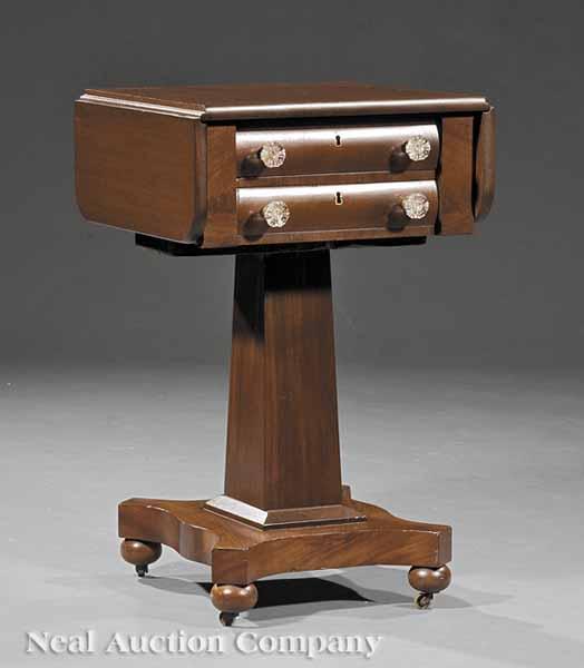 Appraisal: An American Late Classical Mahogany Work Table th c drop-leaf