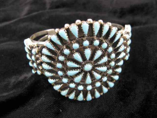 Appraisal: Zuni Indian Pettipoint Bracelet sterling '' wide at top medallion