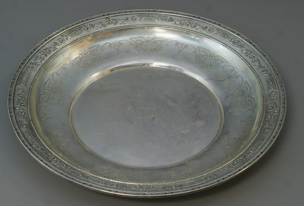 Appraisal: Wallace round sterling silver low bowl embossed and engraved design