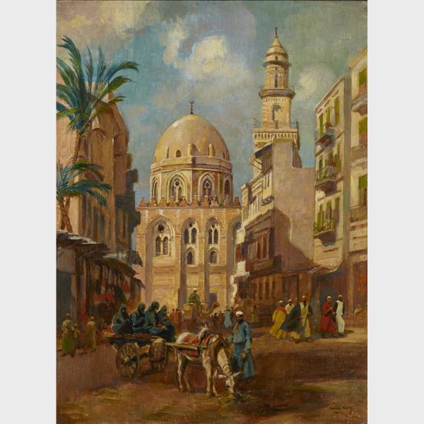 Appraisal: Karoly Cserna - CAIRO STREET SCENE Hungarian Oil on canvas