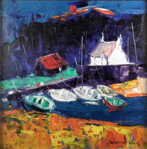 Appraisal: John Lowrie Morrison born - Acrylic - Sunset - Kilchoan