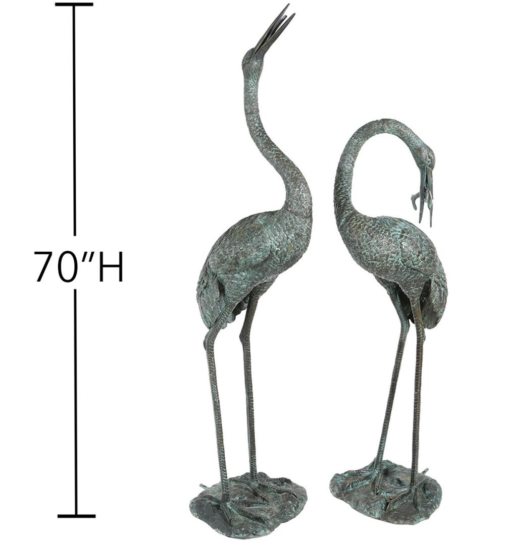 Appraisal: PR BRONZE OUTDOOR CRANE FOUNTAINSPair of bronze outdoor crane fountains