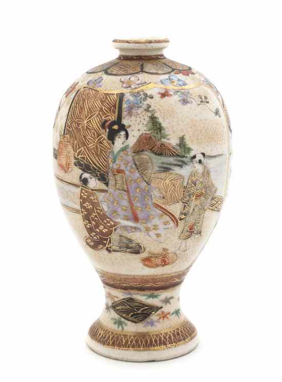 Appraisal: A Japanese Satsuma Bud Vase of ovoid form having figural